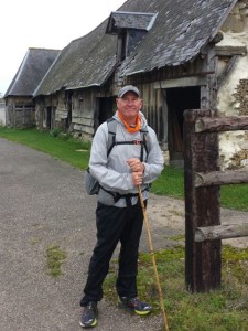 France also suffers from rural decay. Steve in front of crumbling out buildings.
